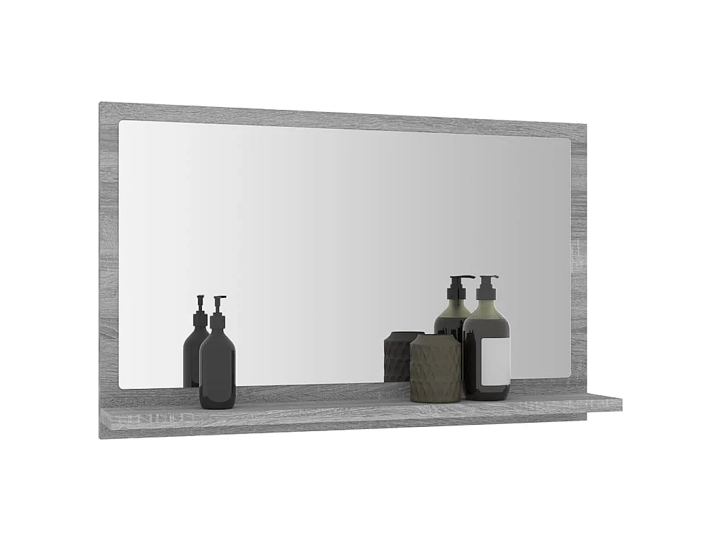 Specchio da Bagno Grigio Sonoma 60x10,5x37 cm Legno Multistrato