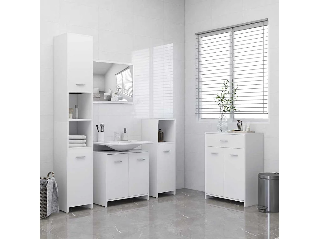 Armadio da Bagno Bianco 60x33x80 cm in Legno tecnico