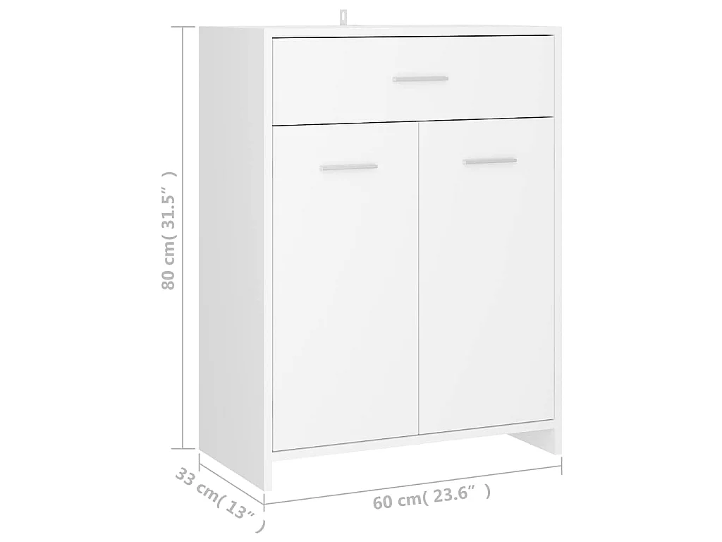 Badezimmerschrank Weiß 60x33x80 cm Holzwerkstoff