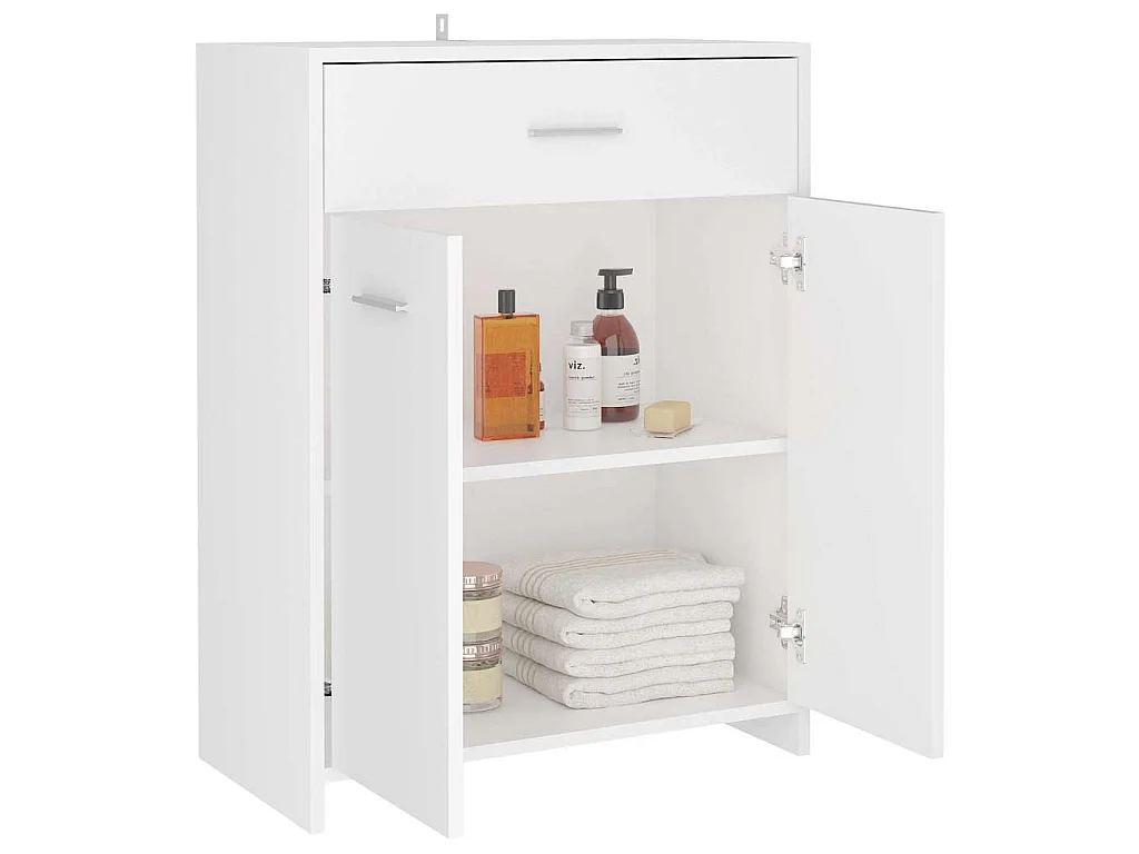 Badezimmerschrank Weiß 60x33x80 cm Holzwerkstoff