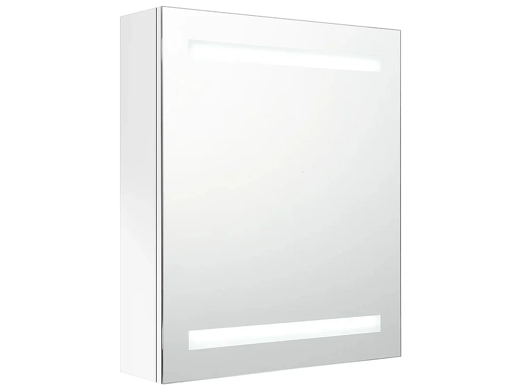 Armadietto Bagno con Specchio e LED Bianco Lucido 50x14x60 cm