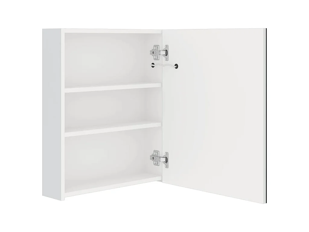 Armadietto Bagno con Specchio e LED Bianco Lucido 50x14x60 cm