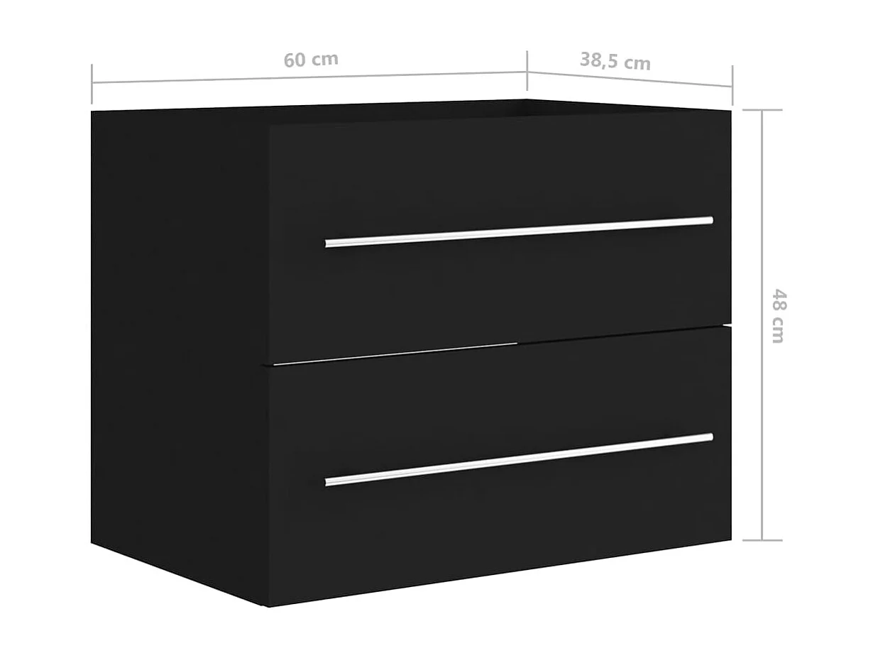 Armário lavatório 60x38,5x48 cm derivados de madeira preto