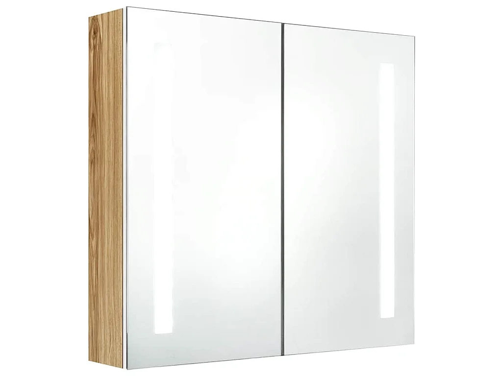 LED-Bad-Spiegelschrank Weiß und Eichen-Optik 62x14x60 cm