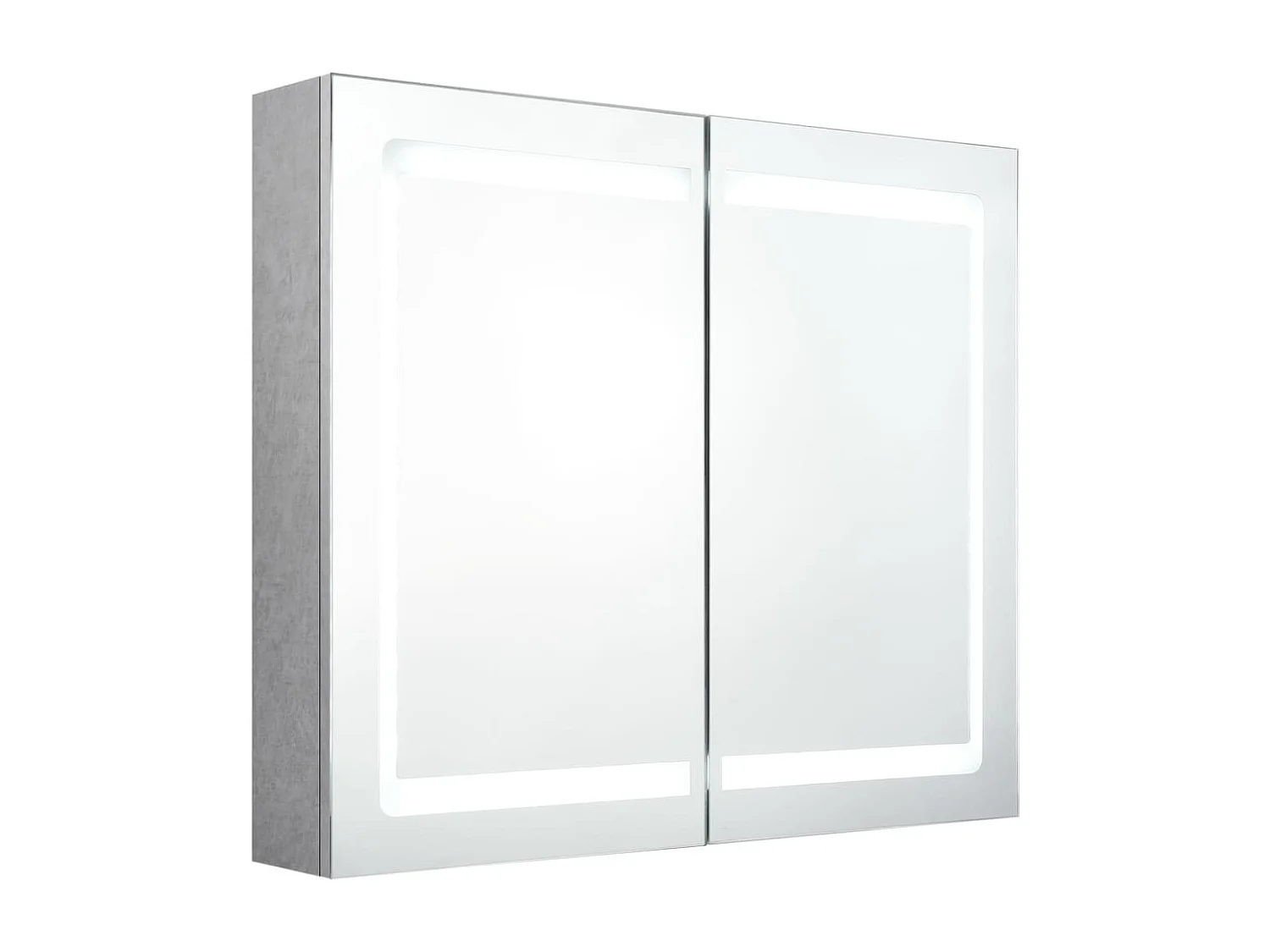 Armadietto Bagno con Specchio e LED Grigio Cemento 80x12x68 cm