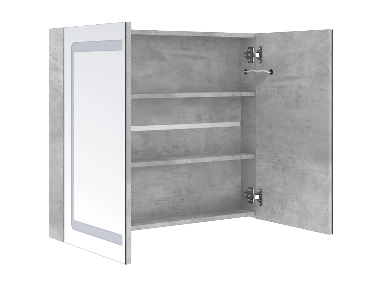 Armadietto Bagno con Specchio e LED Grigio Cemento 80x12x68 cm