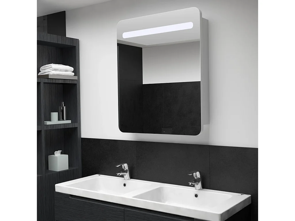 Armoire de salle de bain à miroir LED 68x9x80 cm