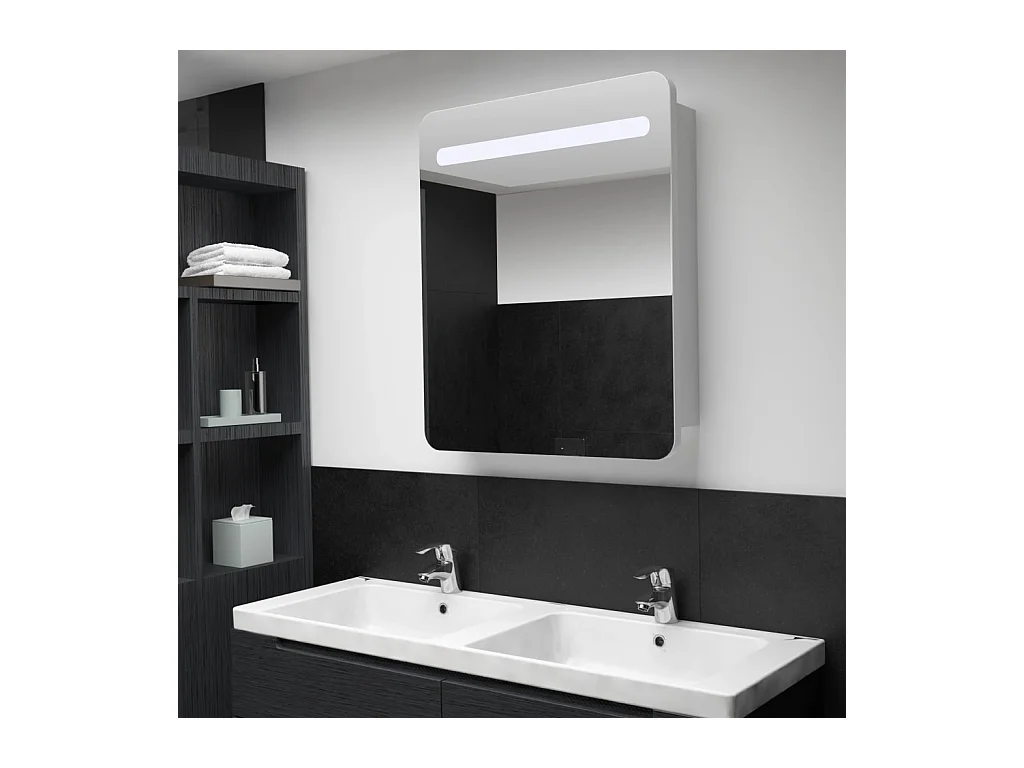 Armoire de salle de bain à miroir LED 68x9x80 cm