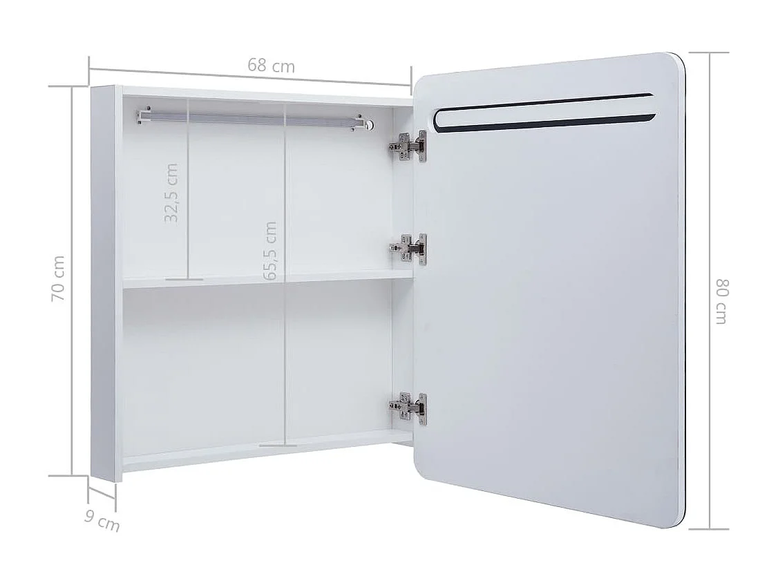 Armoire de salle de bain à miroir LED 68x9x80 cm