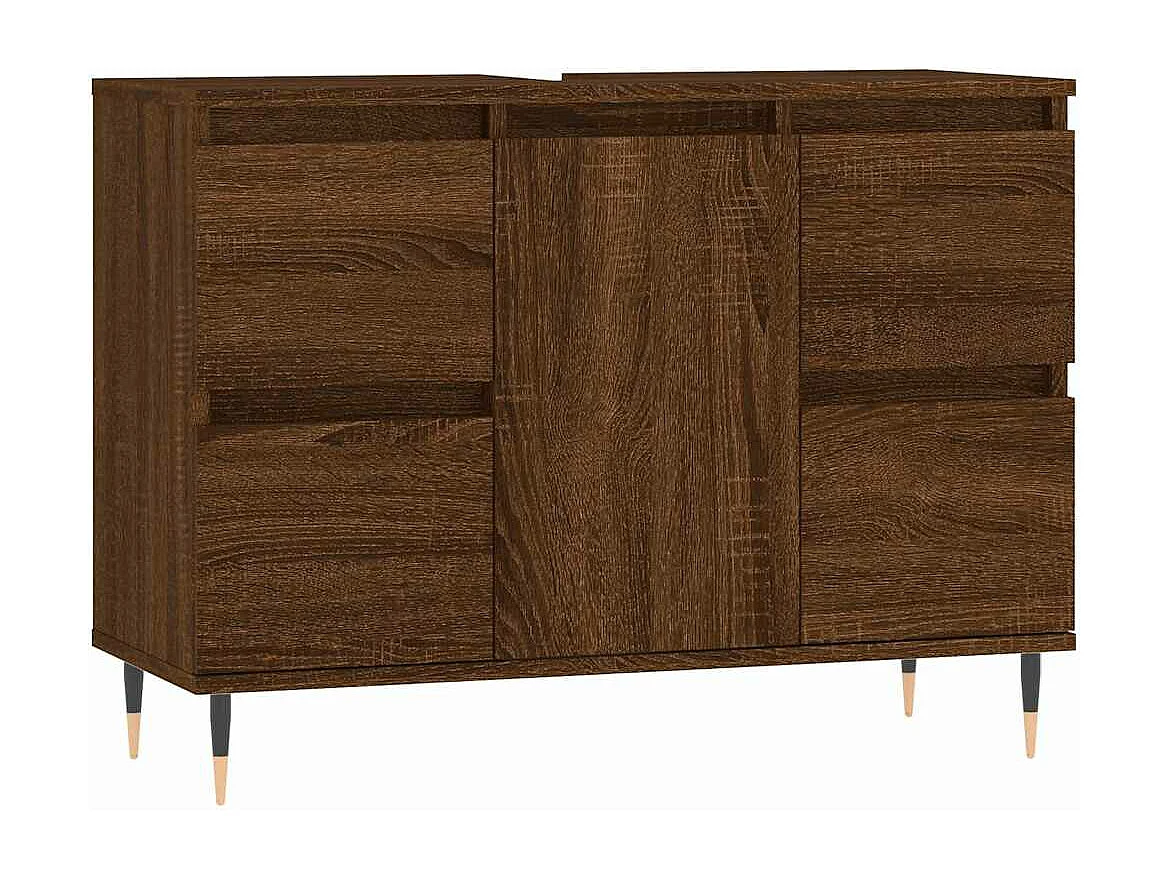 Armoire salle de bain chêne marron 80x33x60cm bois d'ingénierie