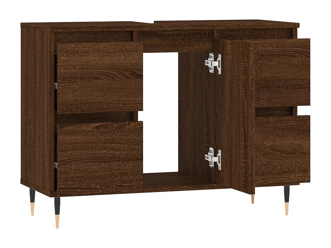 Armoire salle de bain chêne marron 80x33x60cm bois d'ingénierie