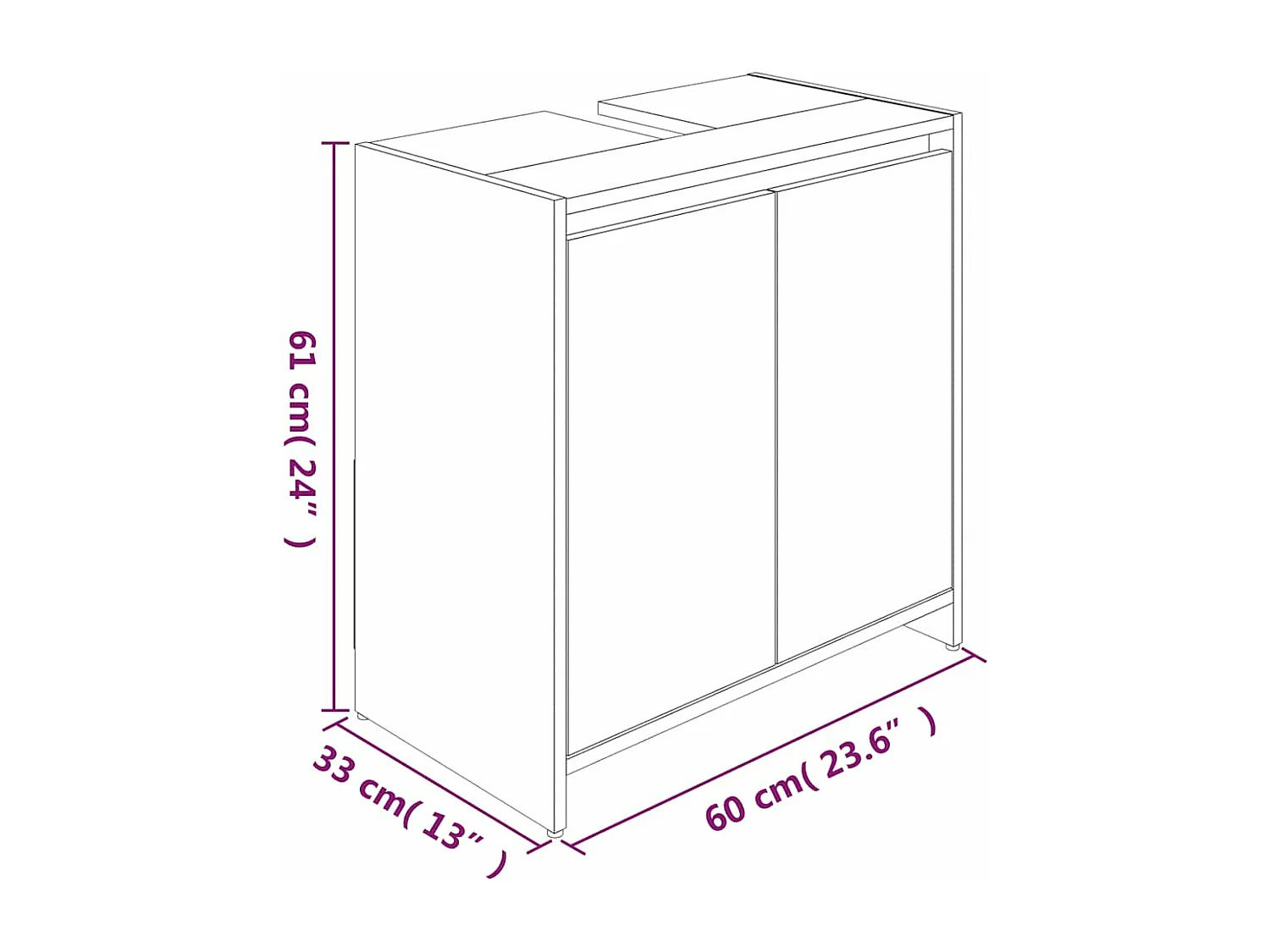 Armário p/ WC 60x33x61 cm derivados madeira carvalho castanho