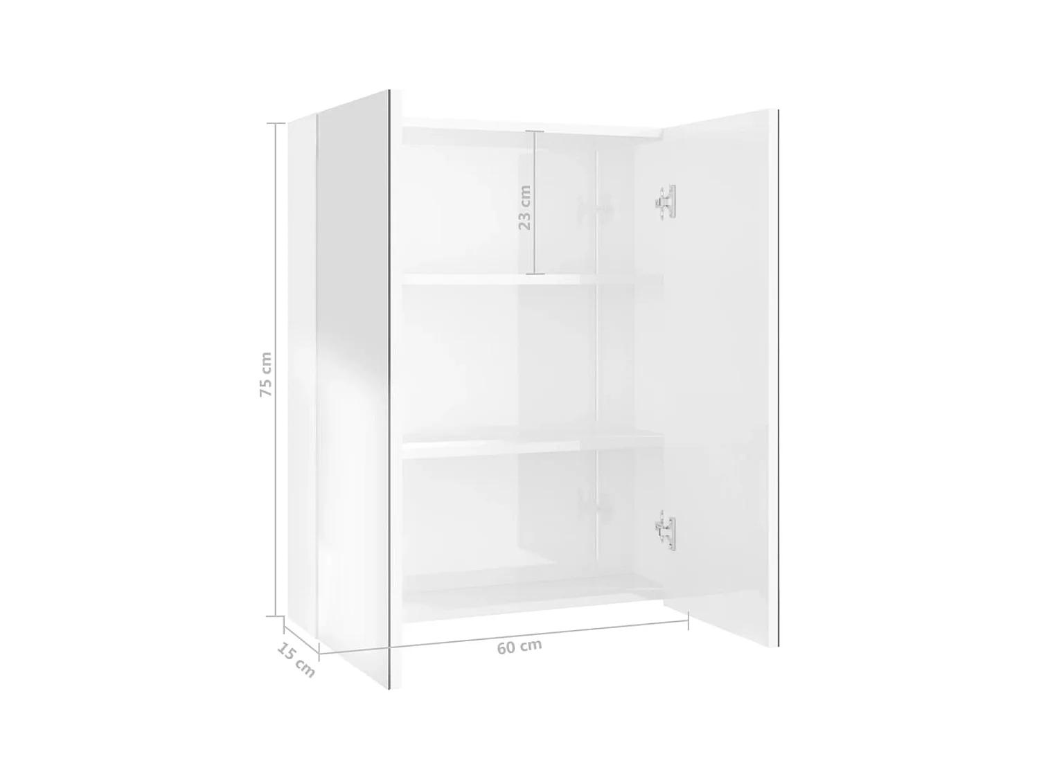 Bad-Spiegelschrank 60x15x75 cm MDF Glänzendes Weiß