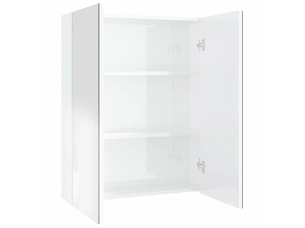 Armoire à miroir de salle de bain 60x15x75cm MDF Blanc brillant