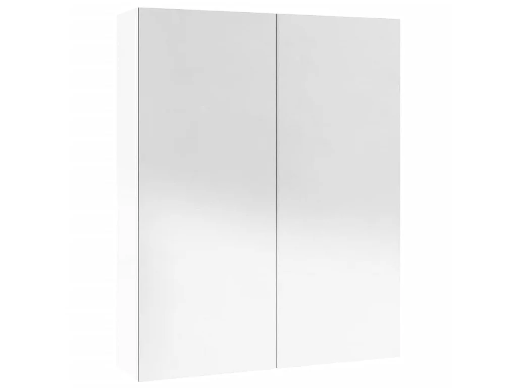 Armoire à miroir de salle de bain 60x15x75cm MDF Blanc brillant