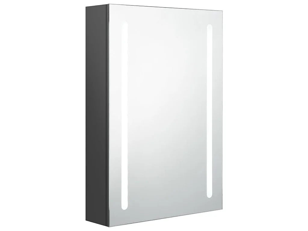 Armoire de salle de bain à miroir LED gris 50x13x70 cm