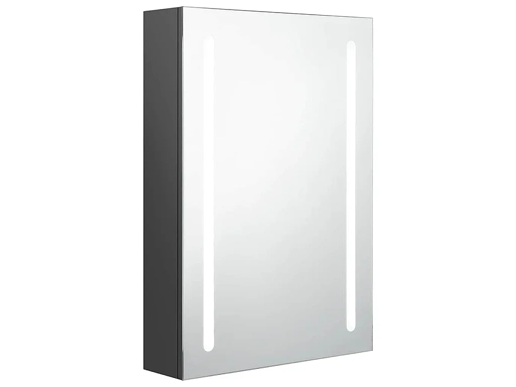 Armoire de salle de bain à miroir LED gris 50x13x70 cm