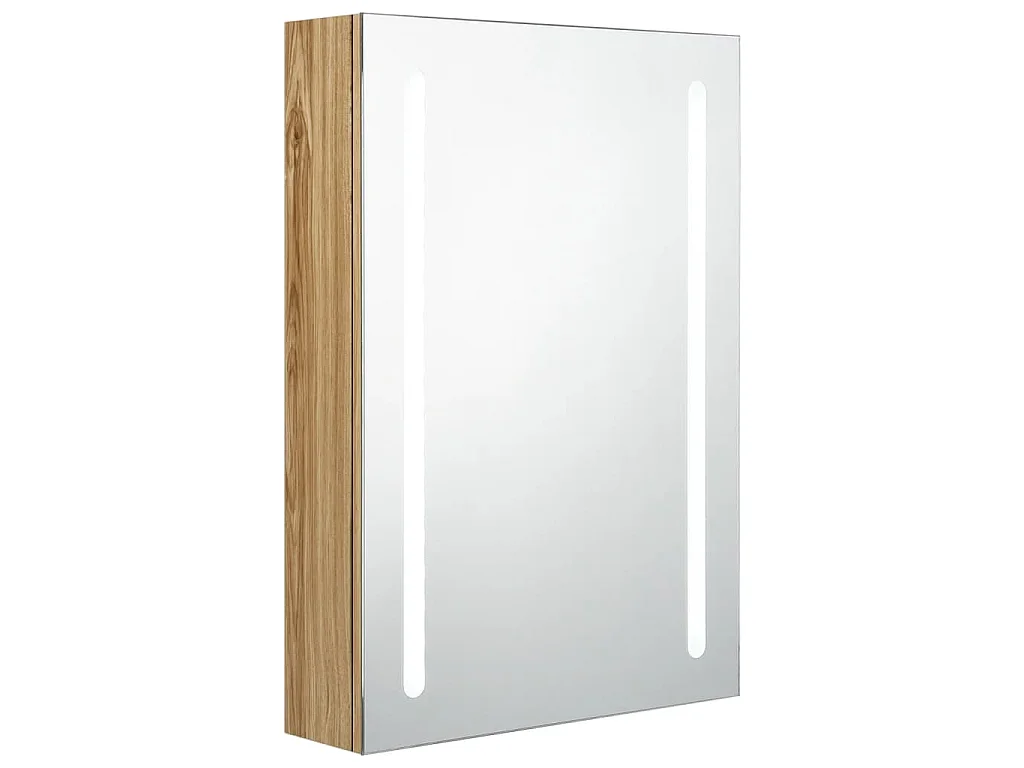 Armoire de salle de bain à miroir LED Chêne 50x13x70 cm