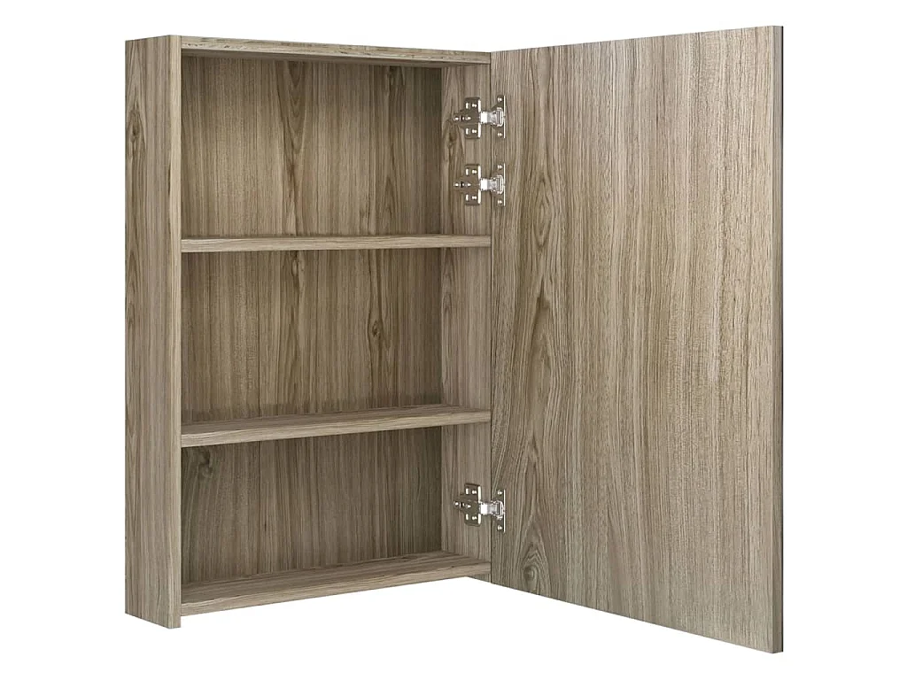 Armoire de salle de bain à miroir LED Chêne 50x13x70 cm