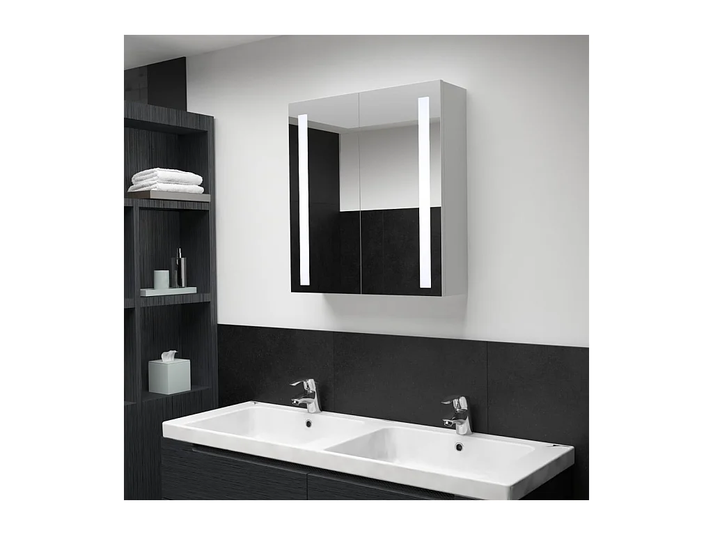 Armoire de salle de bain à miroir LED 60x14x62 cm