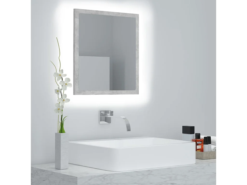 Specchio da Bagno a LED Grigio 40x8,5x37 cm in Acrilico
