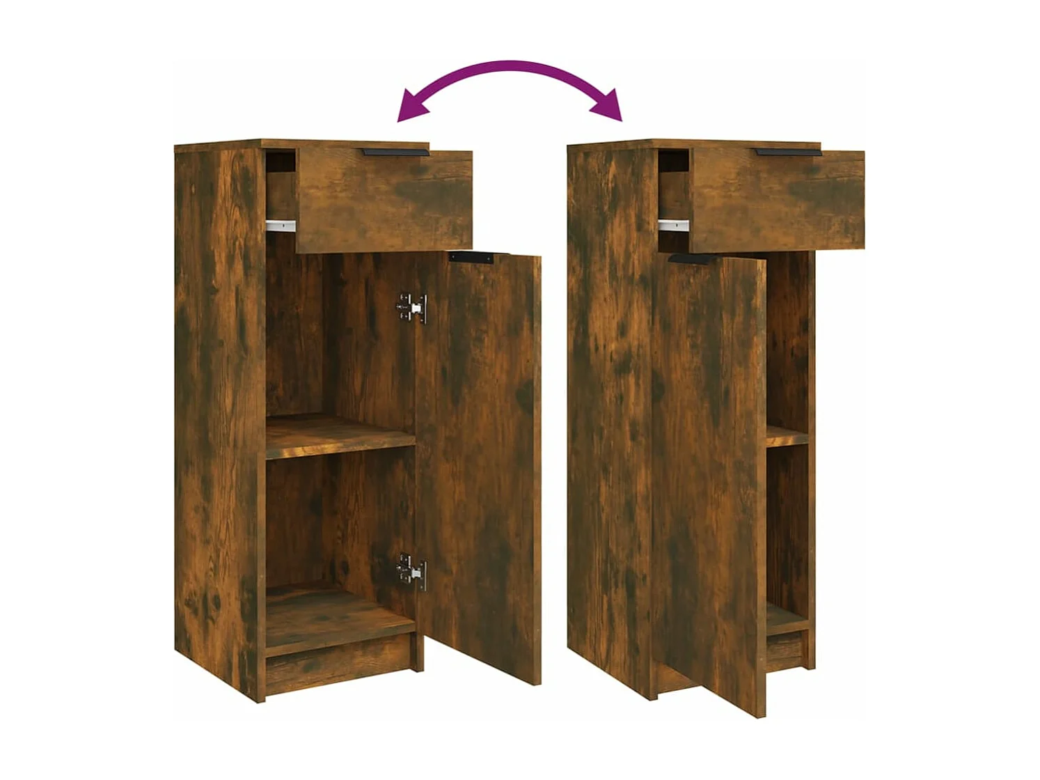 5-delige Badkamerkastenset bewerkt hout gerookt eikenkleurig