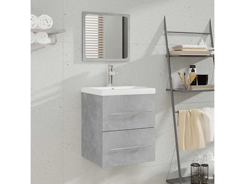 Armoire de salle de bain avec miroir Gris béton 41x38,5x48 cm