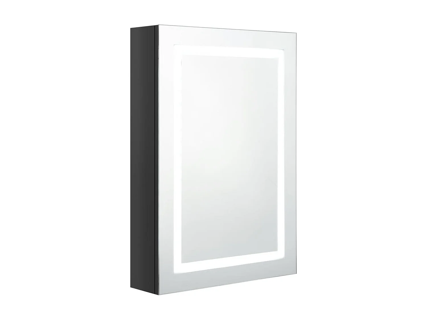 Armoire de salle de bain à miroir LED noir brillant 50x13x70 cm