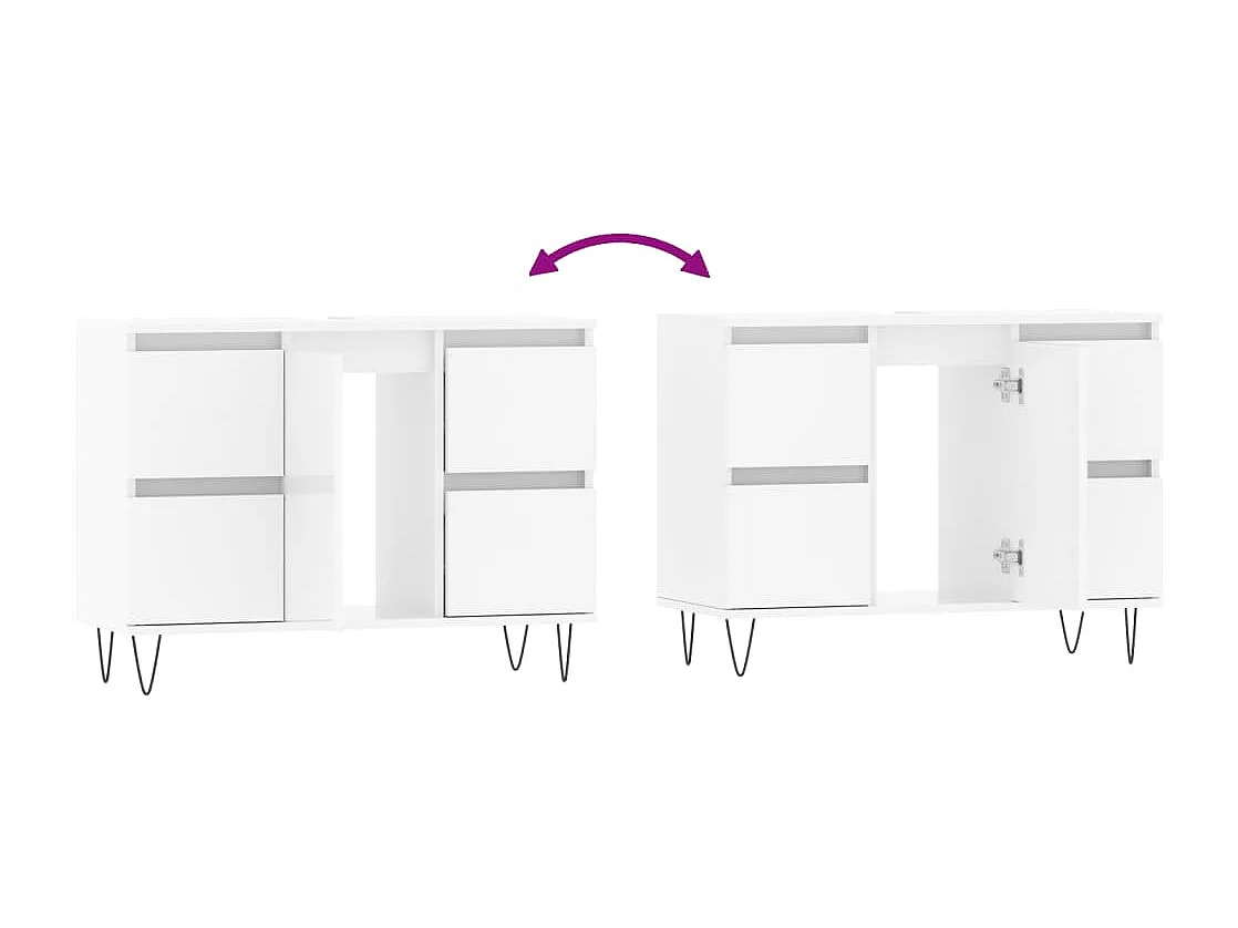 Armário WC 80x33x60 cm derivados de madeira branco brilhante