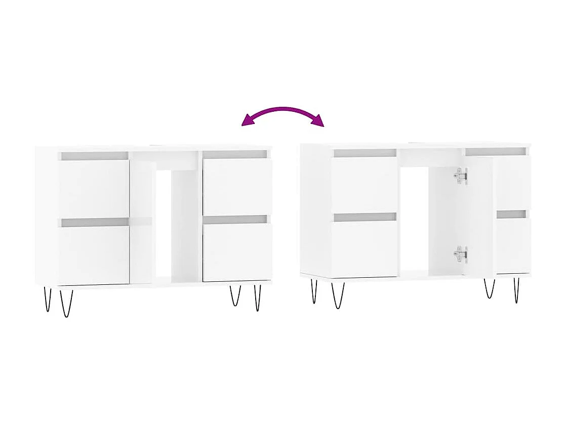 Armário WC 80x33x60 cm derivados de madeira branco brilhante