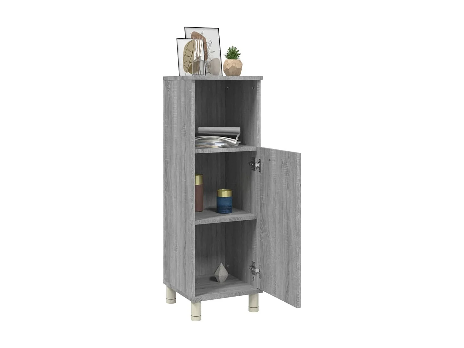 Armadietto Bagno Grigio Sonoma 30x30x95 cm in Legno Multistrato