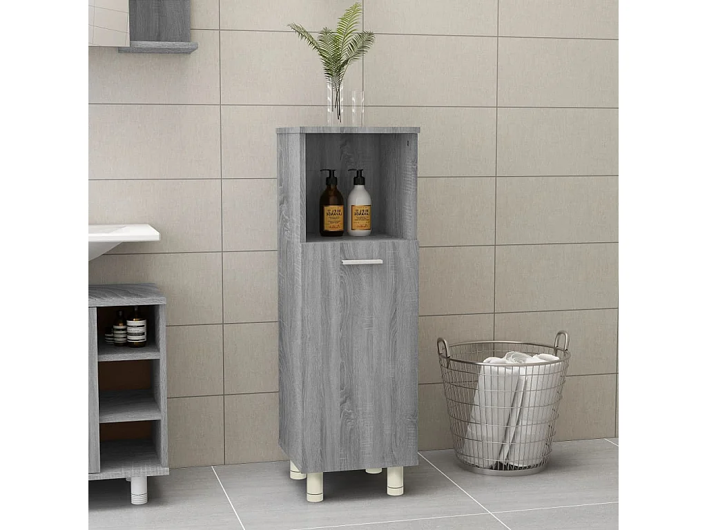Armadietto Bagno Grigio Sonoma 30x30x95 cm in Legno Multistrato
