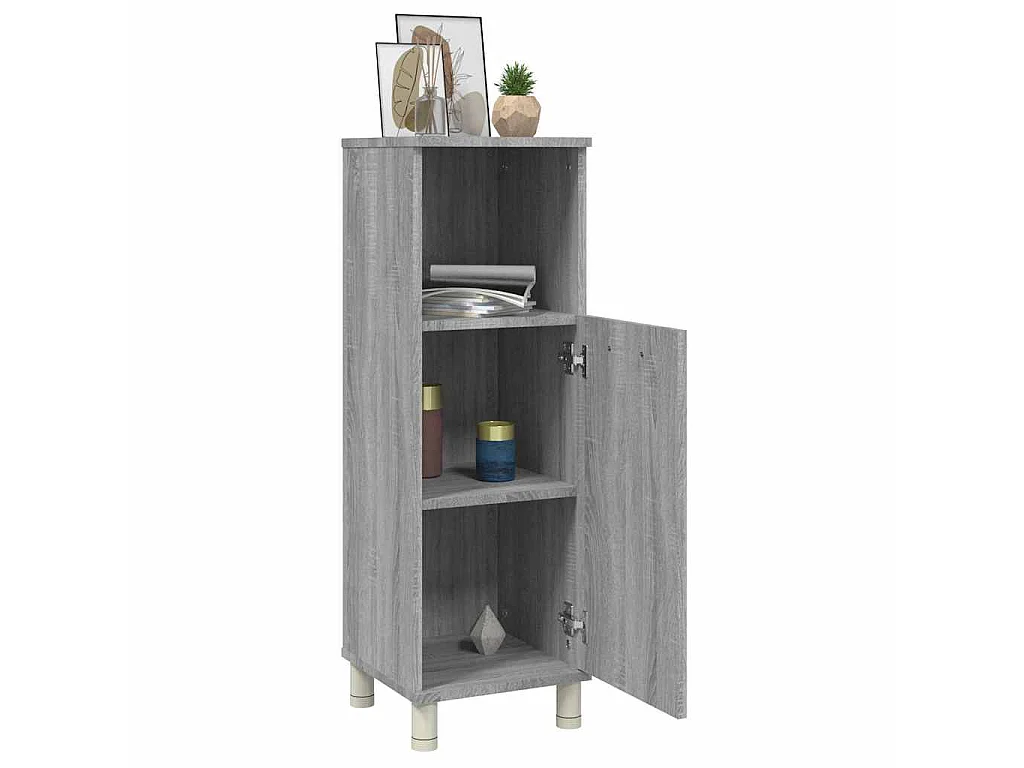 Armadietto Bagno Grigio Sonoma 30x30x95 cm in Legno Multistrato
