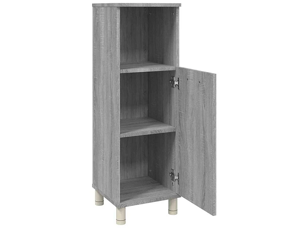 Armadietto Bagno Grigio Sonoma 30x30x95 cm in Legno Multistrato
