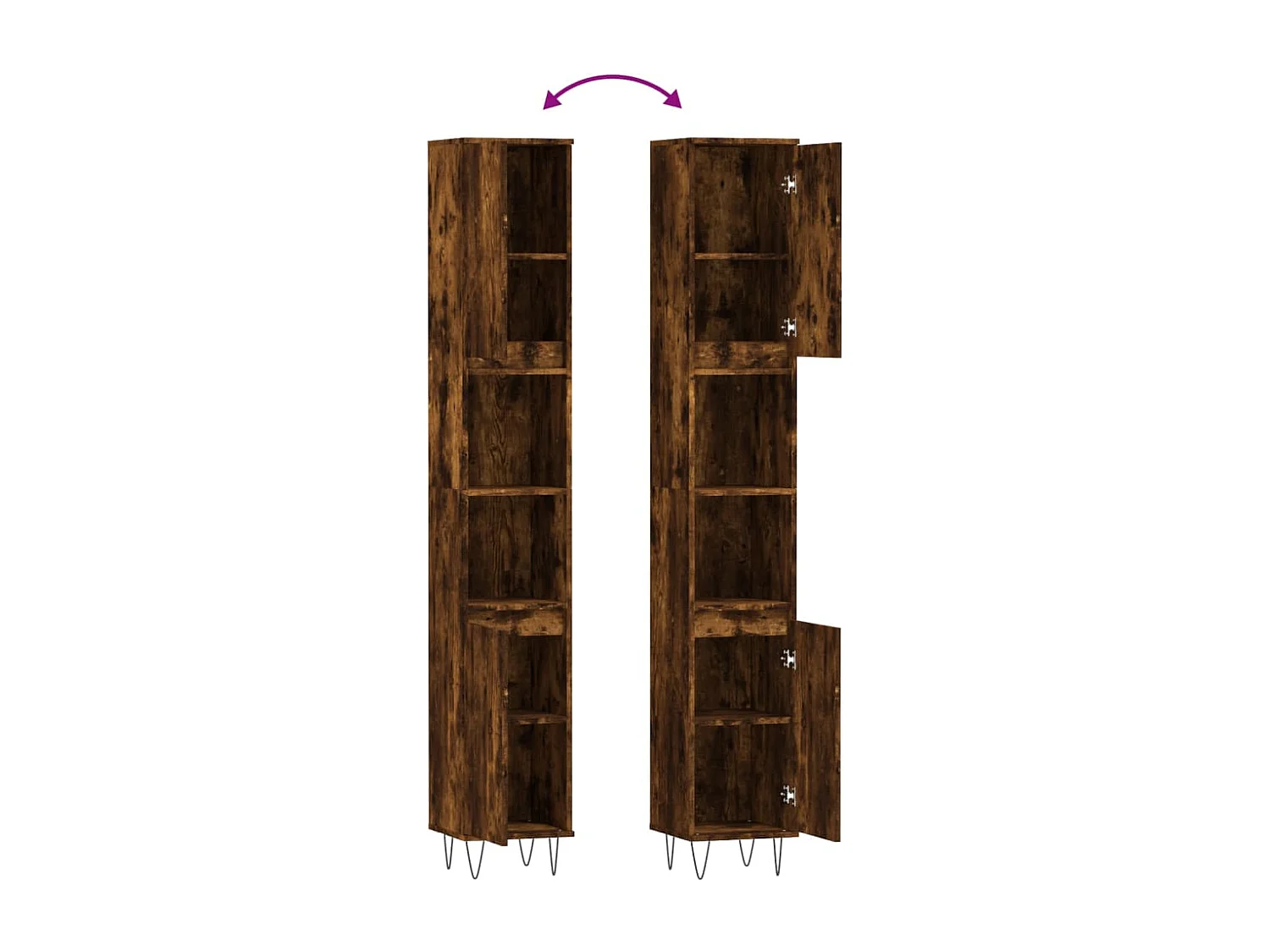 Badkamerkast 30x30x190 cm bewerkt hout gerookt eikenkleurig