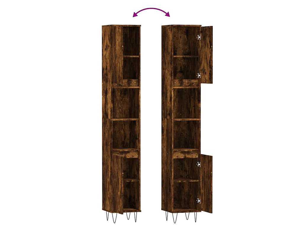 Badschrank Räuchereiche 30x30x190 cm Holzwerkstoff