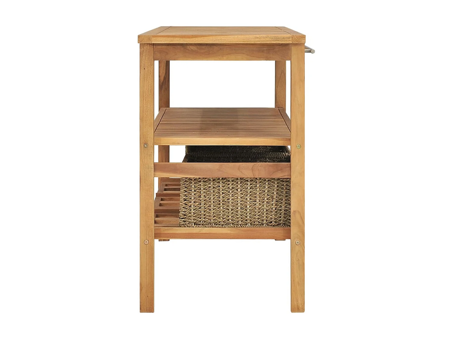 Meuble de salle de bain avec 3 paniers Teck solide 132x45x75 cm