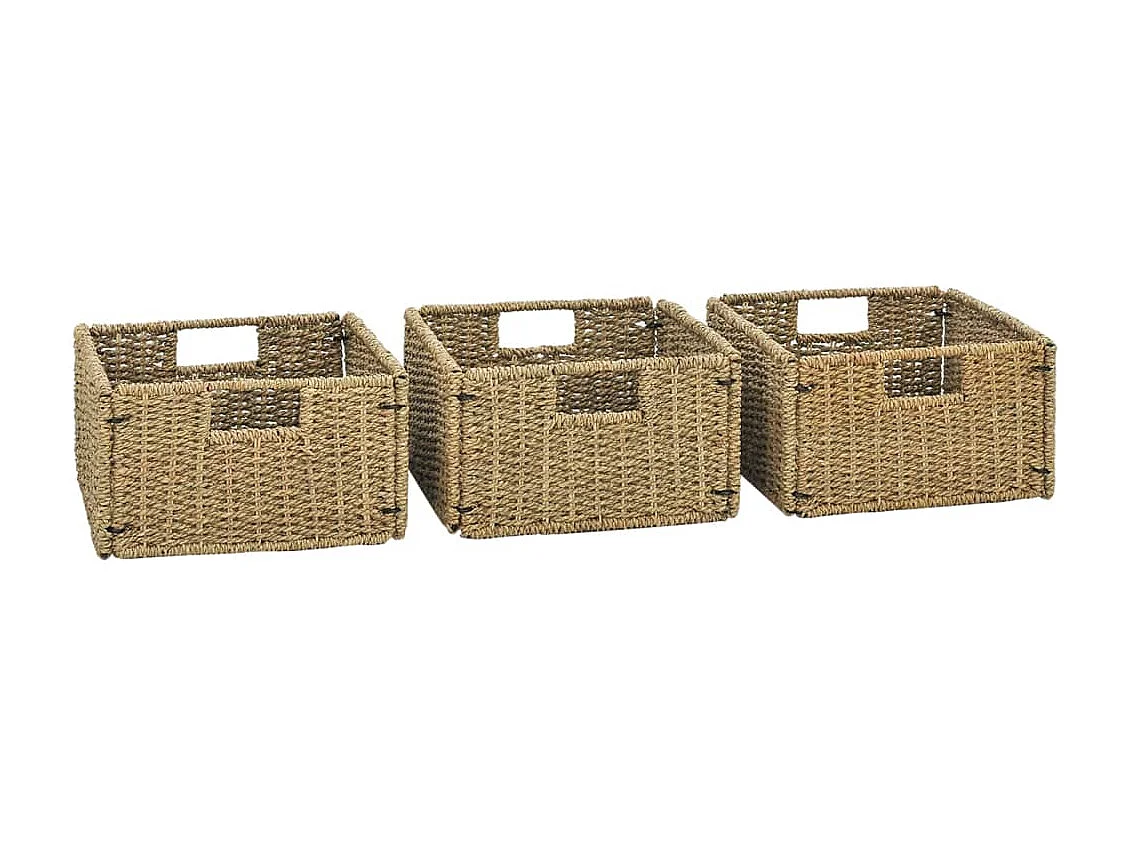 Meuble de salle de bain avec 3 paniers Teck solide 132x45x75 cm