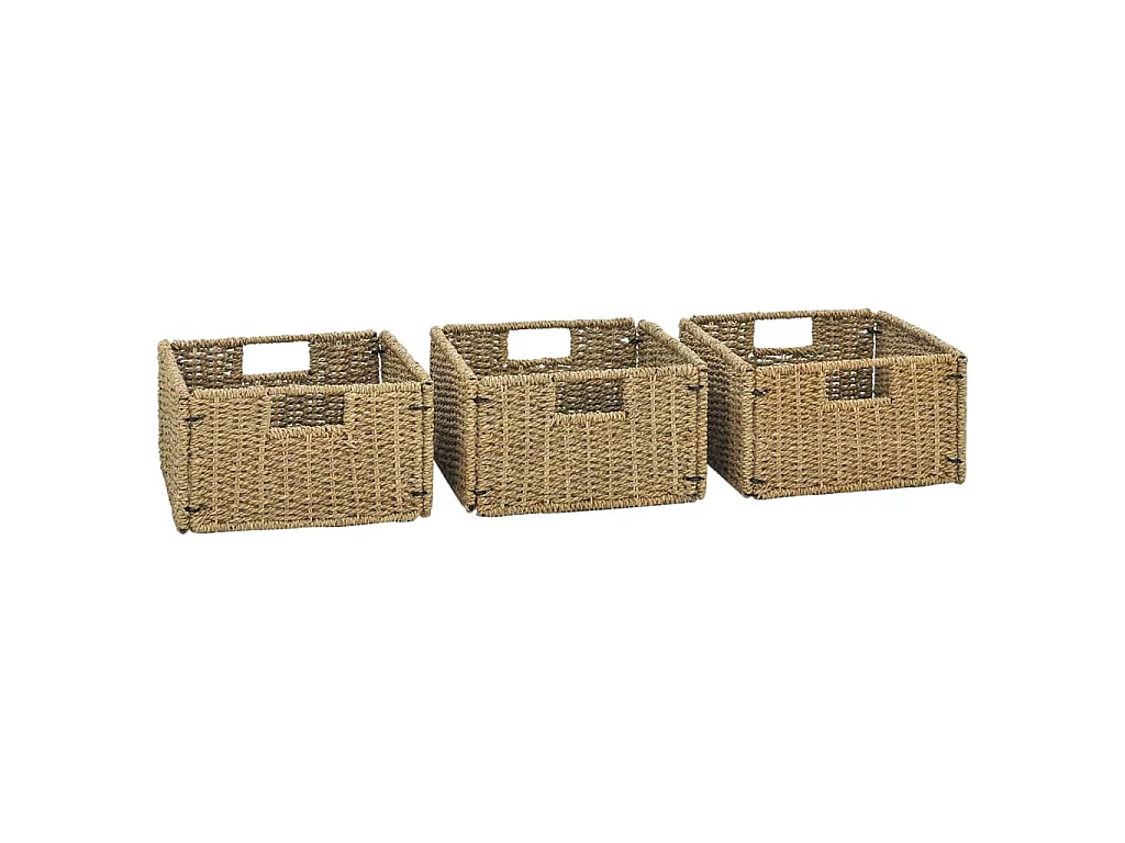 Meuble de salle de bain avec 3 paniers Teck solide 132x45x75 cm