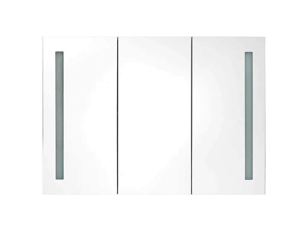 Armadietto Bagno con Specchio e LED Grigio Cemento 89x14x62 cm