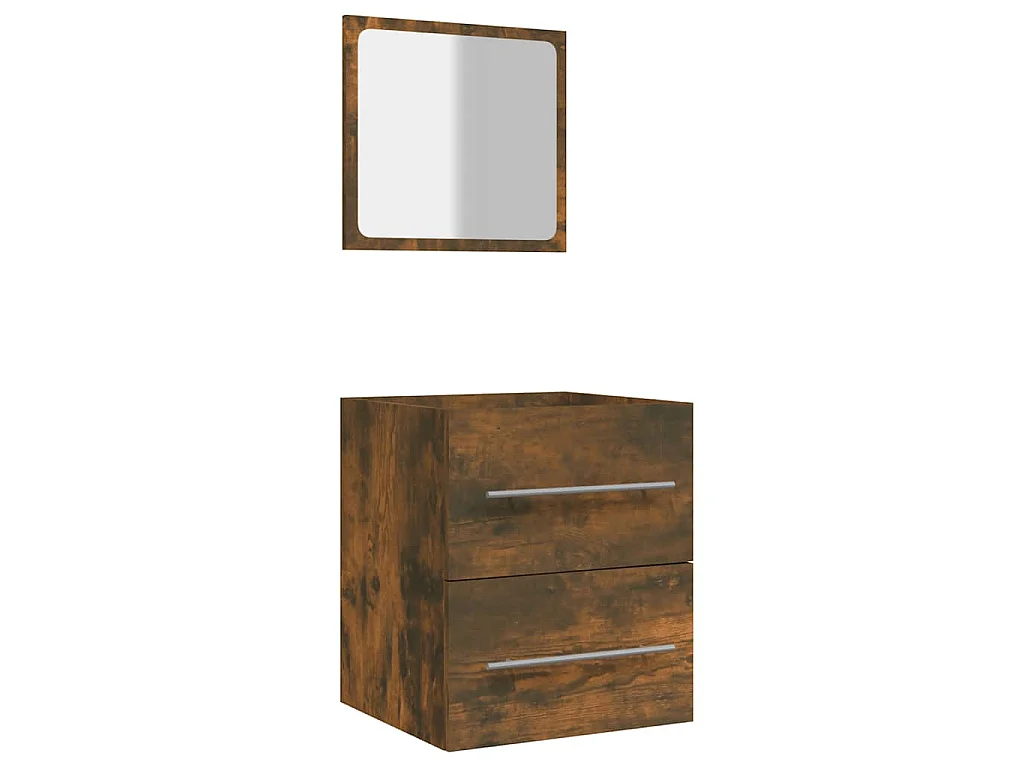 Armoire de salle de bain avec miroir Chêne fumé 41x38,5x48 cm