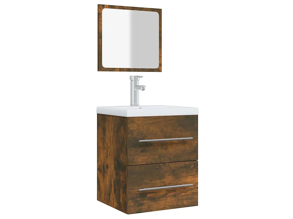 Badkamerkast met spiegel 41x38,5x48 cm gerookt eikenkleurig