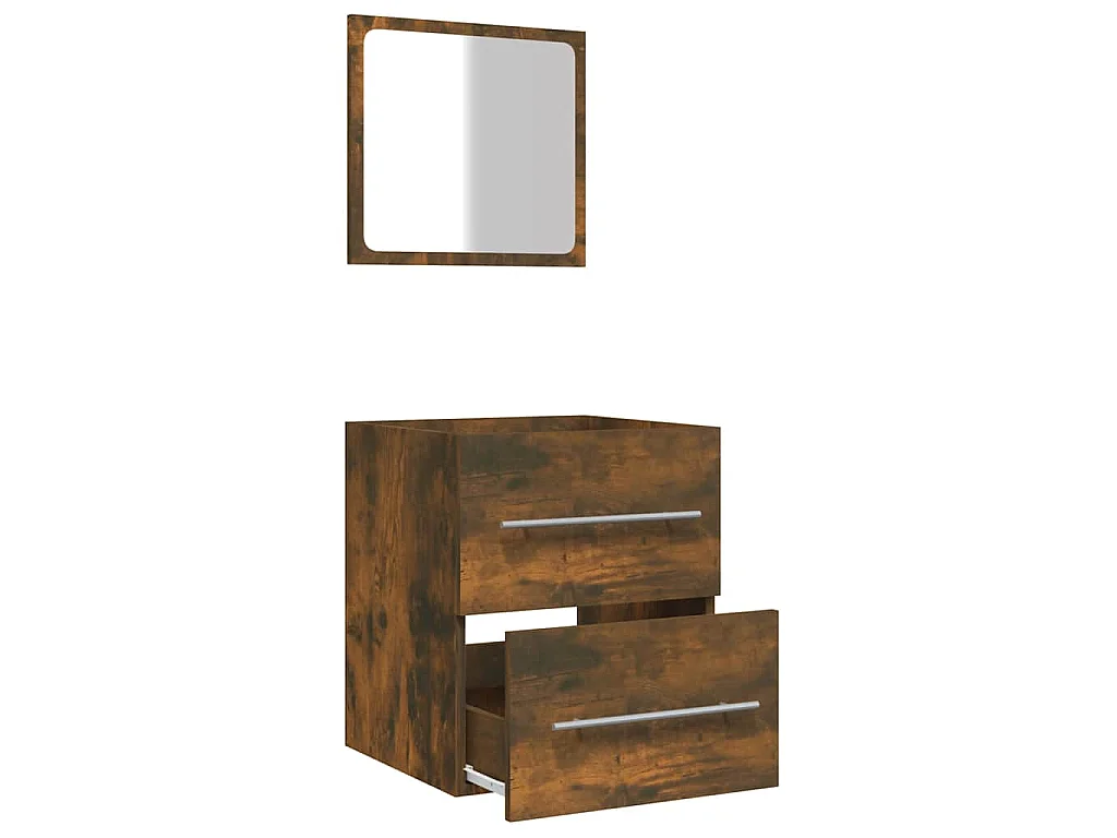 Badkamerkast met spiegel 41x38,5x48 cm gerookt eikenkleurig
