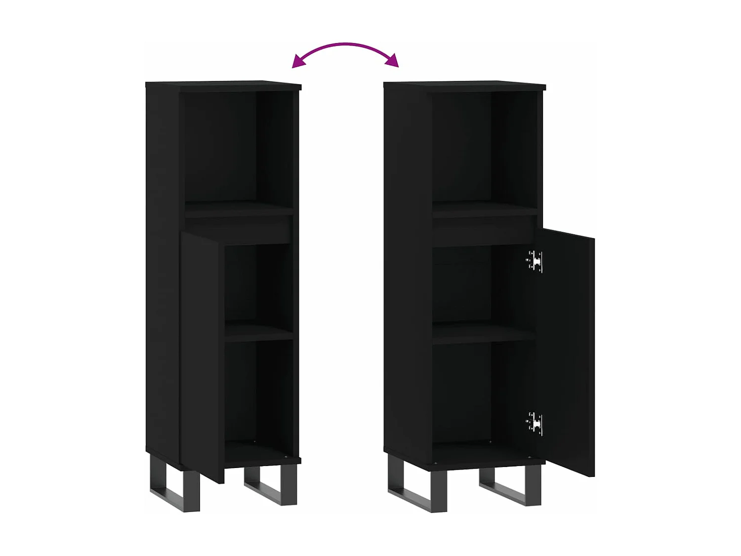 Armoire de salle de bain noir 30x30x100 cm bois d'ingénierie