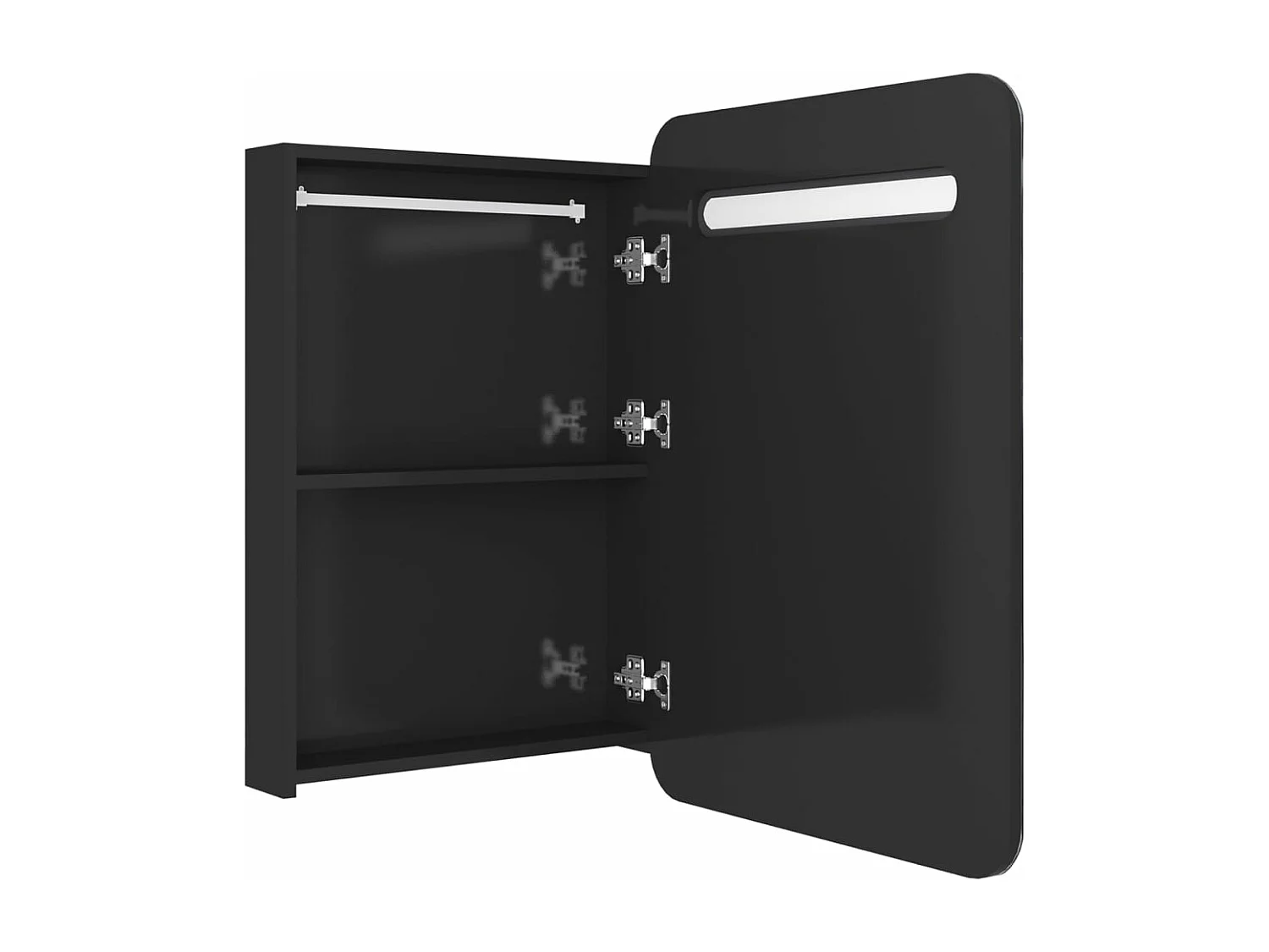 Armoire de salle de bain à miroir LED noir brillant 60x11x80 cm