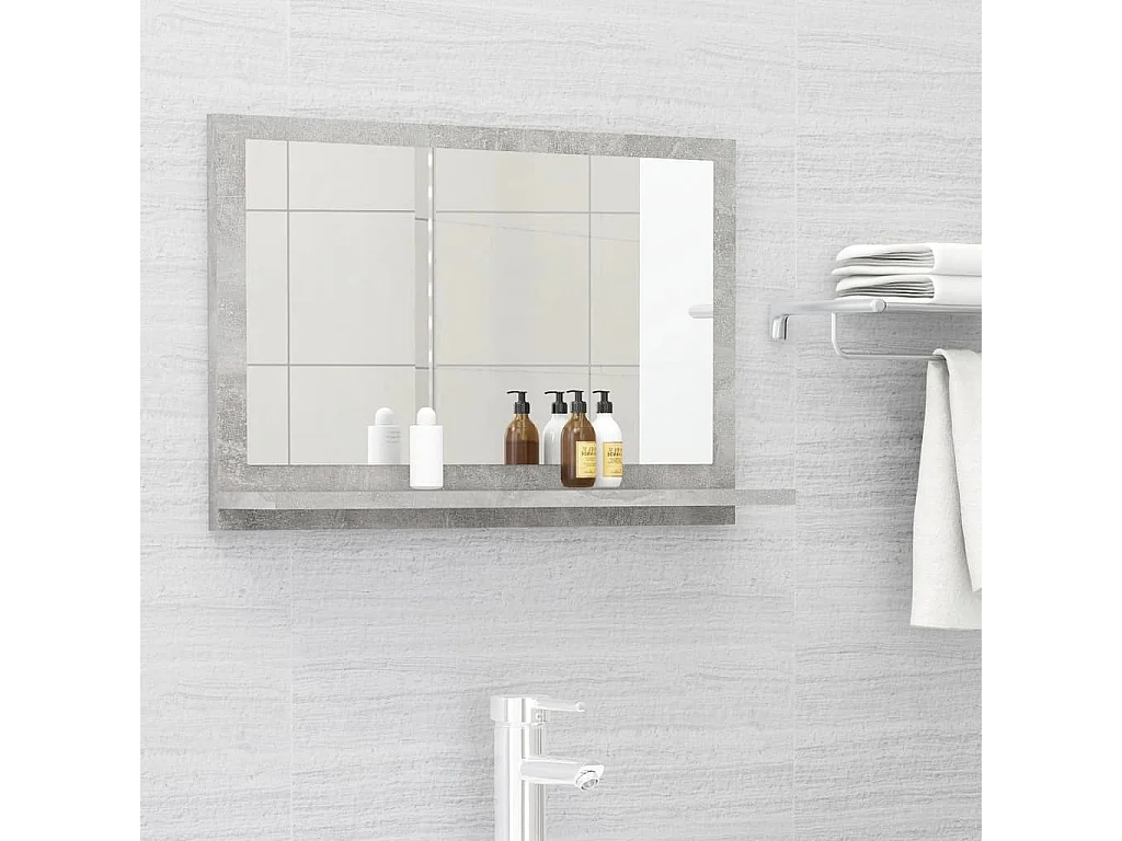 Miroir de salle de bain Gris béton 60x10,5x37 cm Aggloméré