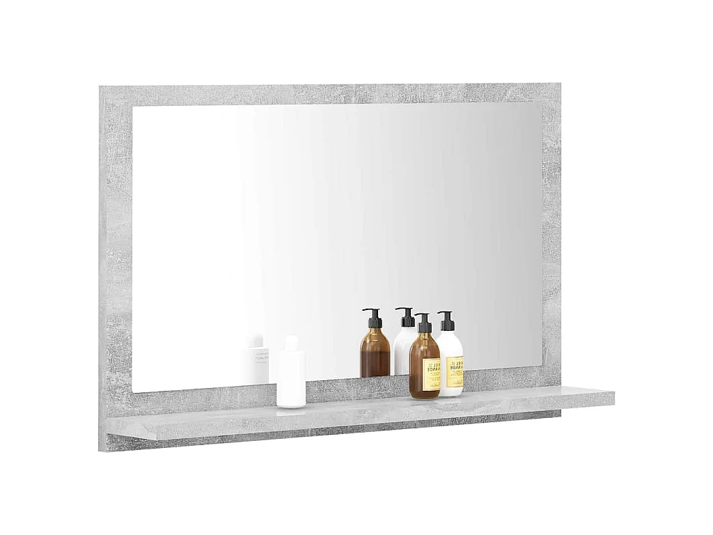 Specchio da Bagno Grigio Cemento 60x10,5x37cm Legno Multistrato