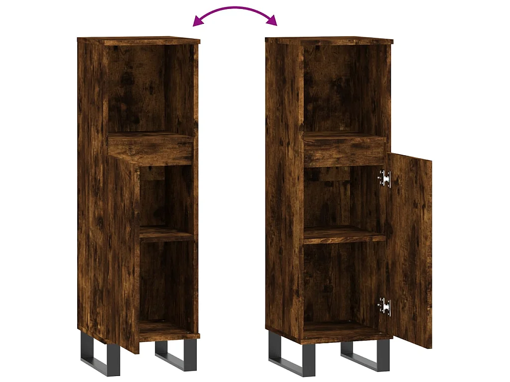 Badschrank Räuchereiche 30x30x100 cm Holzwerkstoff