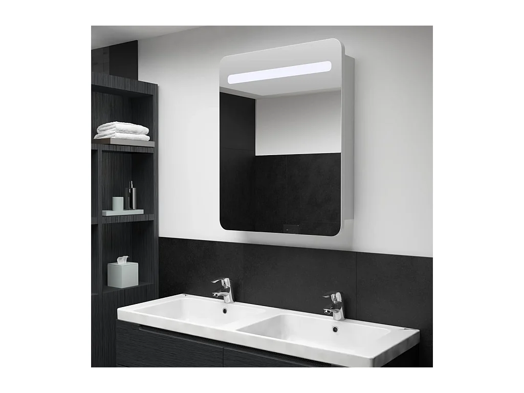 Armoire de salle de bain à miroir LED 60x11x80 cm