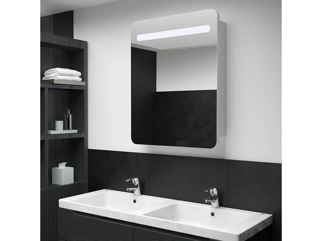Armário espelhado para casa de banho com LED 60x11x80 cm